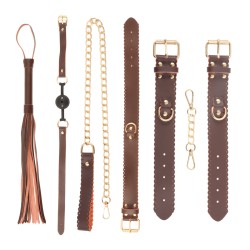 brown real leather bondage kit