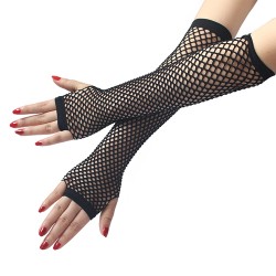 elastic fishnet half finger gloves